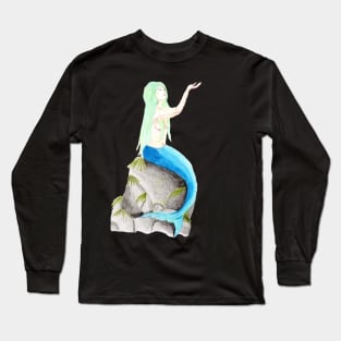 Sitting on the rock, reaching for the stars- Mermaid Light Grey Long Sleeve T-Shirt